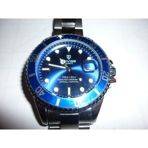 Tevise Mens Quartz Watch Blue Silver Smart Watches Date Designer